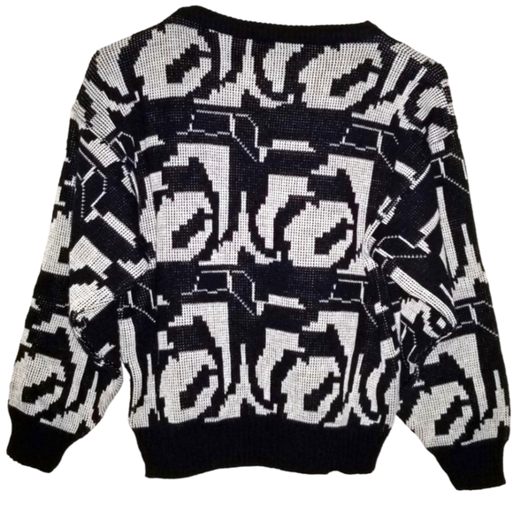 Vintage 80s GITANO Abstract Knit Sweater Retro - Picture 2 of 5